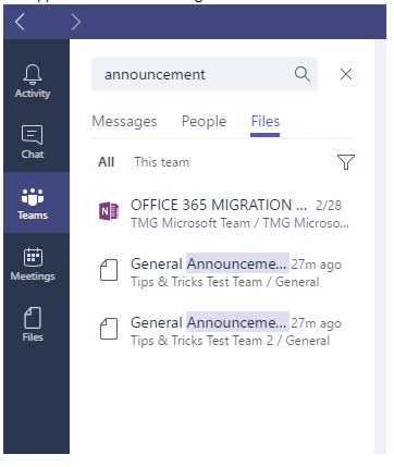 Microsoft Teams - Global Search and Filtering - The Marks Group | Small ...