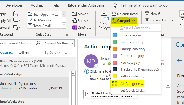 Office 365: Create Custom Outlook Categories to Organize your Email